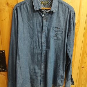Royal County  Berkshire Polo Club Shirt Men Large Blue Denim‎ Long Sleeve Button